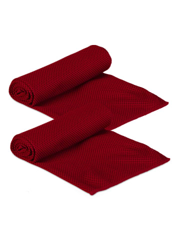 relaxdays 2er-Set: Kühlhandtuch in Rot - 90 x 30 cm