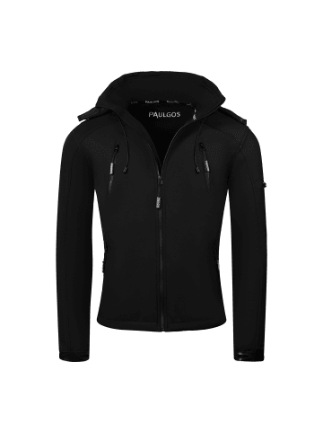PAULGOS Herren Softshell Jacke Outdoor Funktionsjacke in Schwarz