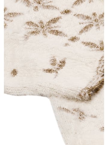 faina Damen Strickjacke in Wollweiss Gold