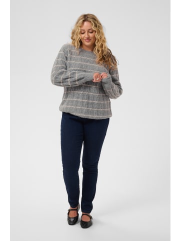 KAFFE curve Strickpullover KCsigna Loose fit in Grey Melange/Beige Print