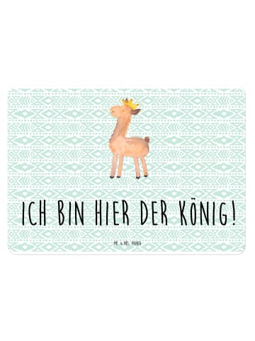 Mr. & Mrs. Panda Retro Blechschild Lama König mit Spruch in Aztekenblau