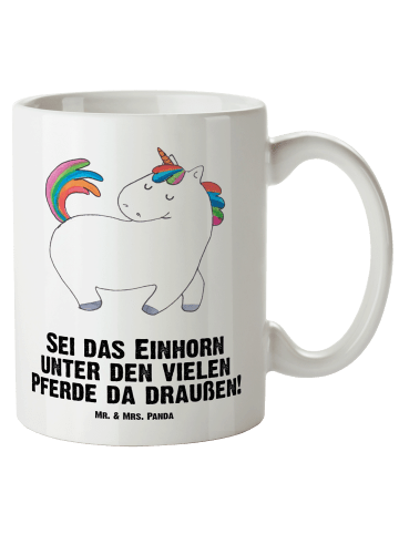 Mr. & Mrs. Panda Weiße Tasse Einhorn Stolzieren mit Spruch in Weiß