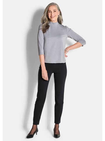 GOLDNER Kurzgröße:  Glitzer-Viskose-Oberteil mit Halbarm in grau