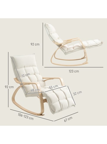 HOMCOM Schaukelstuhl-106-123L x 67B x 92H cm-Cremeweiß