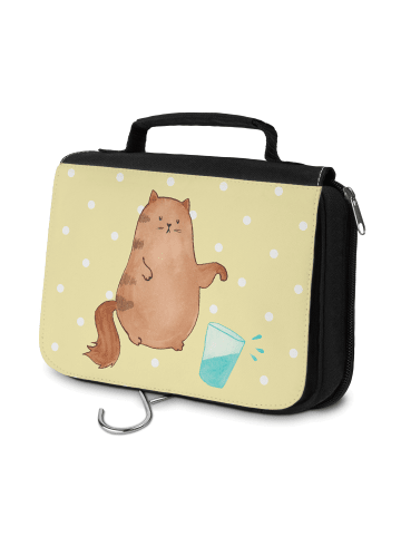 Mr. & Mrs. Panda Waschtasche Katze Wasserglas ohne Spruch in Gelb Pastell