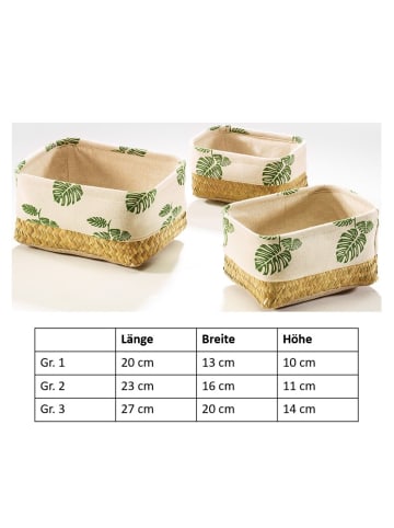 kobolo 3tlg. Set Aufbewahrungskorb SEALEAFTRAY in Beige