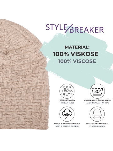 styleBREAKER Feinstrick Beanie Mütze in Hellgrau