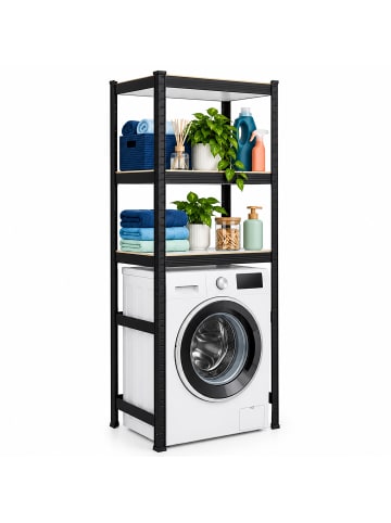relaxdays Waschmaschinenregal in Schwarz - (B)70 x (H)180 x (T)40 cm