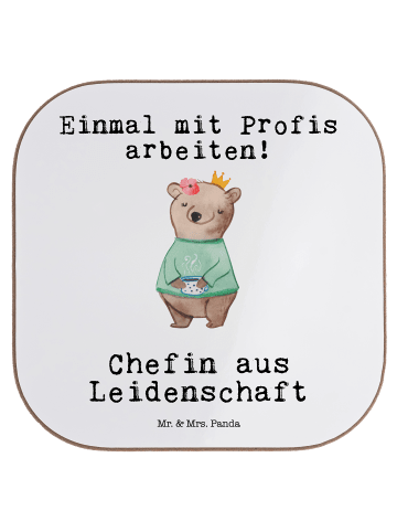 Mr. & Mrs. Panda Untersetzer für Gläser Chefin Leidenschaft mit ... in Weiß