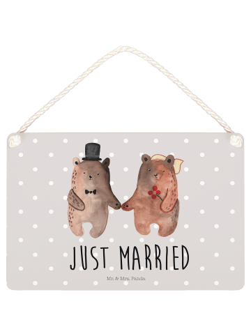 Mr. & Mrs. Panda Deko Schild Bär Heirat mit Spruch in Grau Pastell