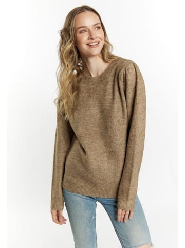 DreiMaster Damen Strickpullover in Braun Melange
