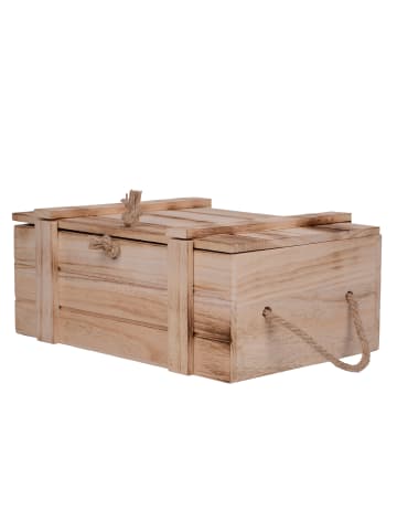 UNUS UNUS Holzkisten 2er Set geflammt mit Deckel und Seilgriffen in Braun