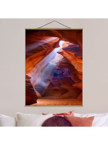 WALLART Stoffbild mit Posterleisten - Lichtspiel im Antelope Canyon in Orange