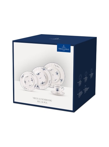 Villeroy & Boch 30-tlg. Kombiservice Vieux Luxembourg in Weiß-Blau – in weiß-blau