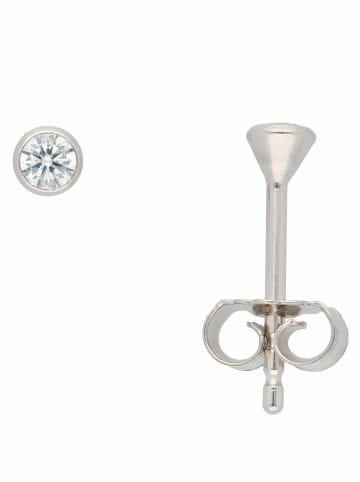 Adeliás 585 Weißgold Ohrringe / Ohrstecker mit Zirkonia Ø 3 mm in silber