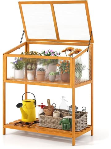 COSTWAY Frühbeet Aufsatz Holz in Hellbraun