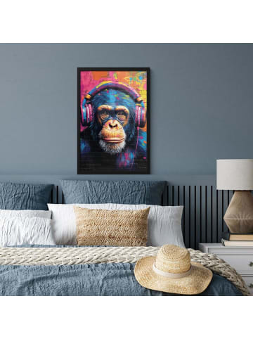 MuchoWow Poster mit Leiste Bunte Schimpanse