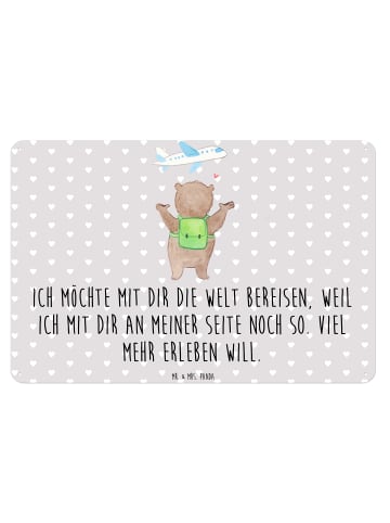 Mr. & Mrs. Panda Blechschild Bär Flugzeug mit Spruch in Grau Pastell