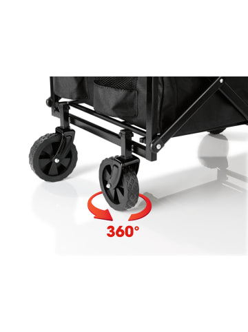EASYmaxx Bollerwagen faltbar schwarz mit kleinen Rädern Schwarz
