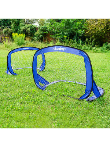 relaxdays 2er Set Fußballtor in Blau- (B)120 x (H)80 x (T)80 cm