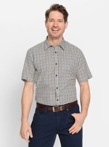 WITT WEIDEN Kurzarm-Hemd in marine-beige