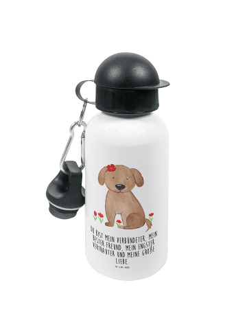 Mr. & Mrs. Panda Kindertrinkflasche Hund Dame mit Spruch in Weiß