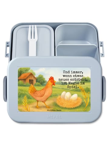 Mr. & Mrs. Panda Bento Box Huhn Stolz Design mit Spruch in Blau Pastell