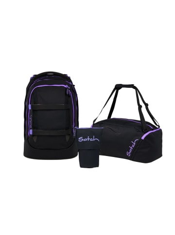 Satch Schulrucksack-Set PACK "Purple Phantom" 3-teilig in Schwarz