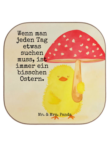Mr. & Mrs. Panda Tischuntersetzer Küken Fliegenpilz Design mit S... in Weiß