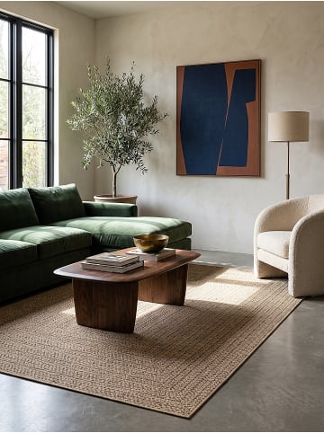 KADIMA DESIGN Flachwebteppich Bordüre flachgewebt pflegeleicht Wohnzimmer Flur in Natur