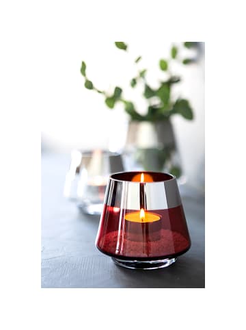 Fink Teelichthalter Jona rot, silberfarben - (H) 9 cm