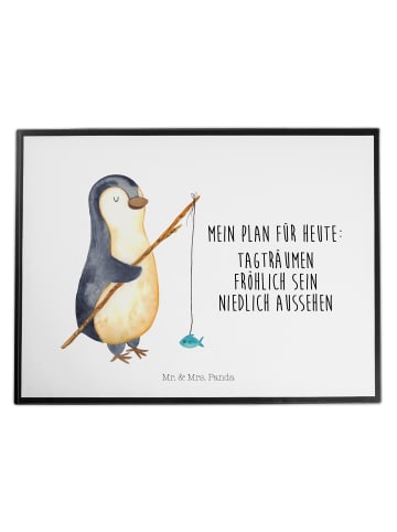 Mr. & Mrs. Panda Schreibtischunterlage Pinguin Angler mit Spruch in Weiß