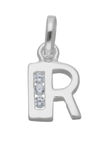 Adeliás Damen & Herren 925 Silber Buchstabenanhänger R mit Zirkonia in silber