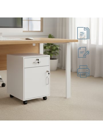 relaxdays Rollcontainer in Weiß - (B)40 x (H)57 x (T)40 cm