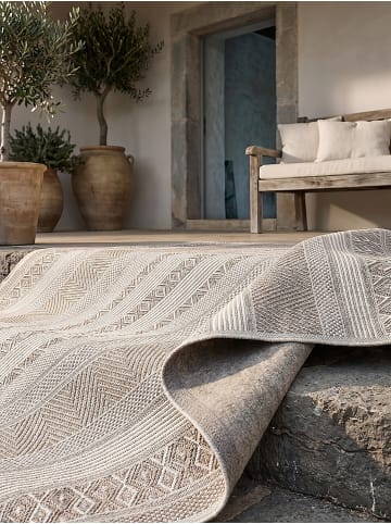 KADIMA DESIGN ESERA Flachwebteppich Beige 80x150 Streifen Polypropylen Wohnraum in Beige
