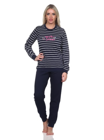 NORMANN langarm Schlafanzug Bündchen Streifen - 87851 in marine