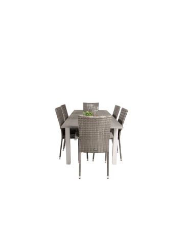 ebuy24 Gartenmöbel-Set Albany (7-teilig) Grau 90 x 152 cm