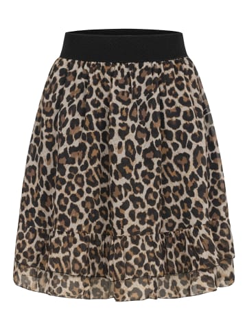 Cloud5ive Cloud5ive Damen Cloud5ive Damen Stufenrock mit Leo Print und 2-lagigem Stoff in beige