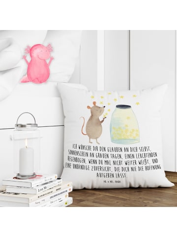 Mr. & Mrs. Panda Kissen Maus Sterne mit Spruch in Weiß
