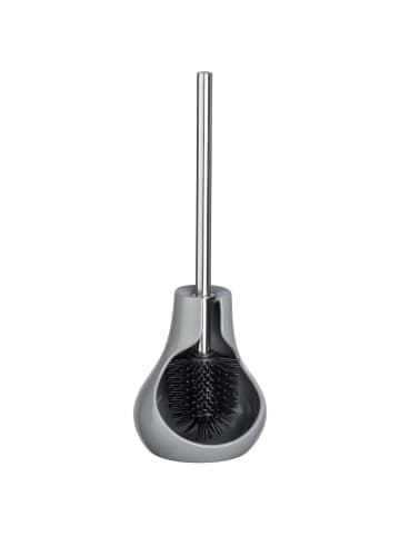 Wenko WC-Bürste mit teiloffenem tropfenförmigen Behälter in Grau, 14 x 40 x 13,5 cm