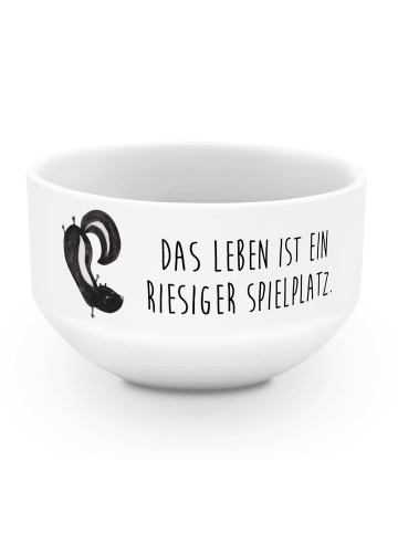 Mr. & Mrs. Panda Schüssel Stinktier Handstand mit Spruch in Weiß