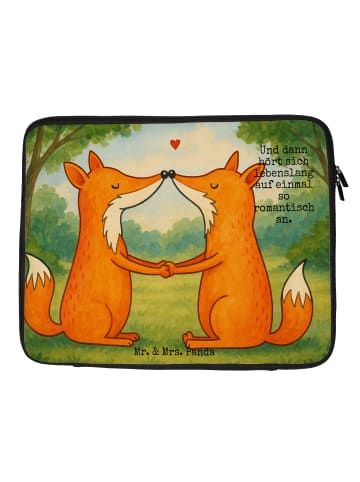 Mr. & Mrs. Panda Laptop Tasche Füchse Liebe Design mit Spruch in Weiß