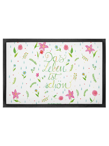 Mr. & Mrs. Panda Fußmatte außen Blumen Leben mit Spruch in Bunt