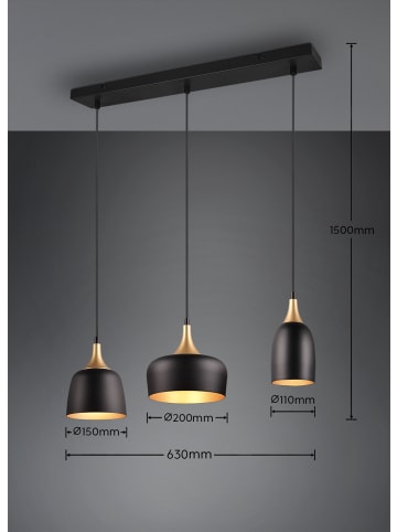 Trio Leuchten Pendelleuchte CHIRAZ in schwarz matt