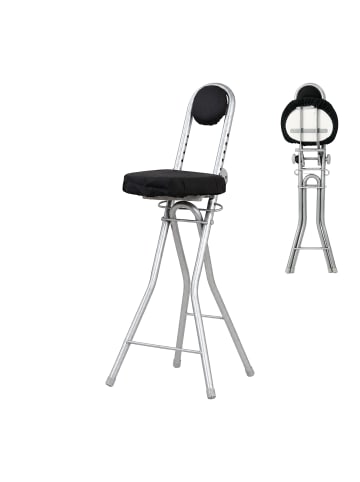 relaxdays Stehhilfe in Schwarz/ Silber - (B)45 x (H)91 x (T)47 cm