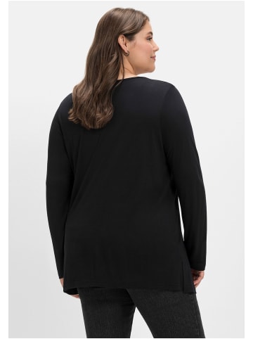 sheego Langarmshirt in schwarz