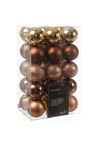 MARELIDA 30er Set Christbaumkugeln Weihnachtskugeln bruchfest D: 6cm in braun, gold