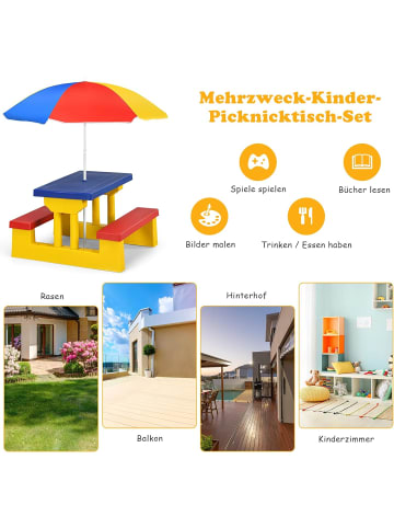 COSTWAY Sitzgarnitur mit Sonnenschirm in Gelb