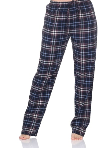 NORMANN Flanell Schlafanzughose Pyjama Kariert in navy