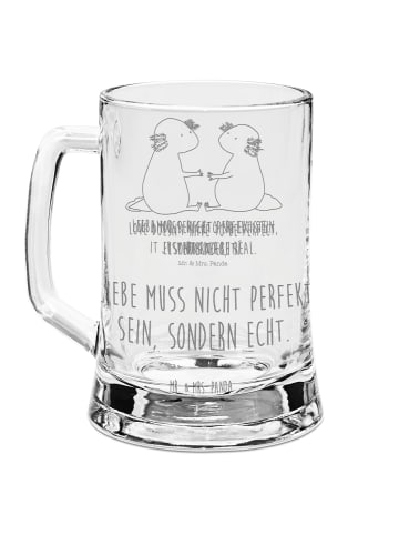 Mr. & Mrs. Panda Gravur Bierkrug Axolotl Liebe mit Spruch in Transparent